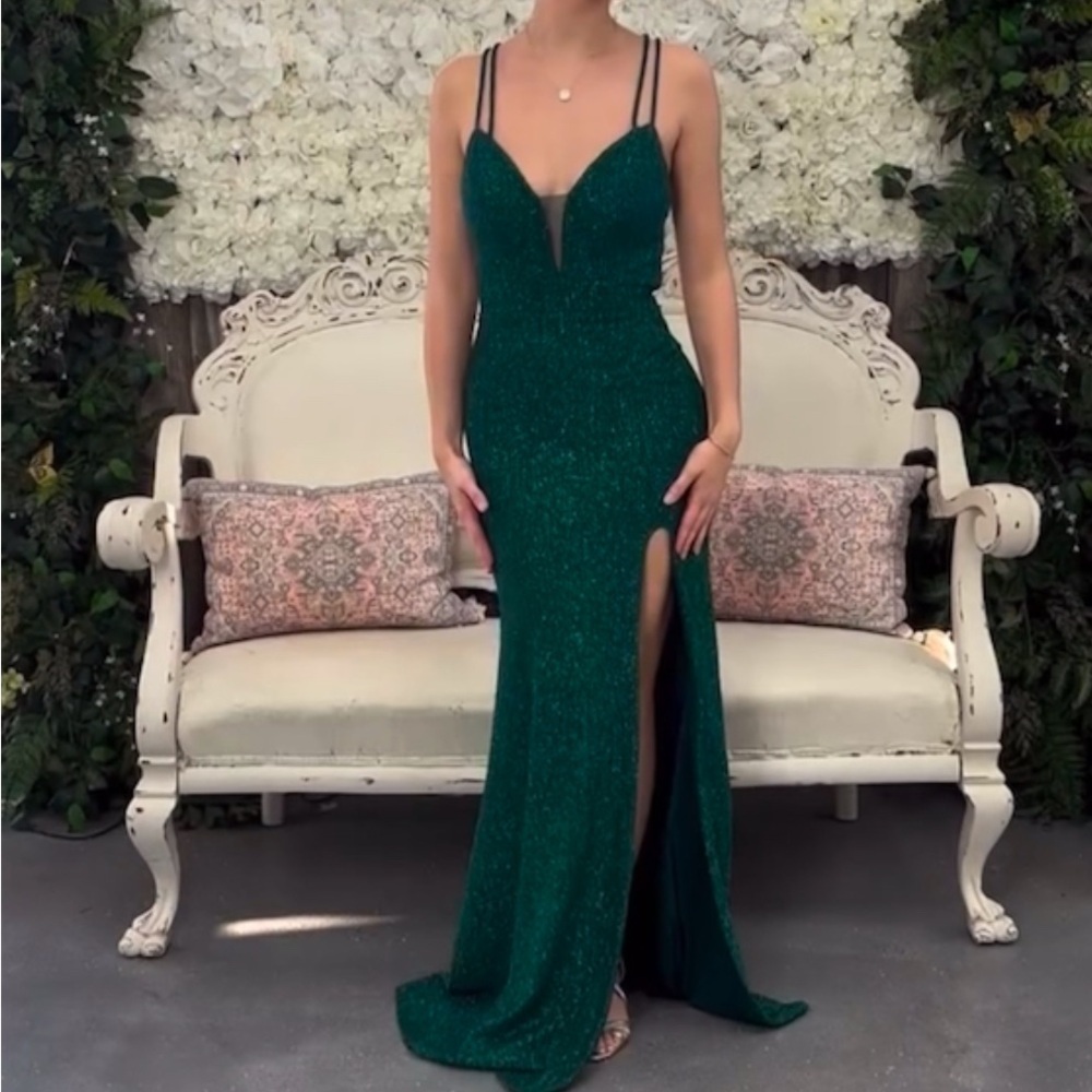 NWOT City Triangles Green Glitter Prom Dress
